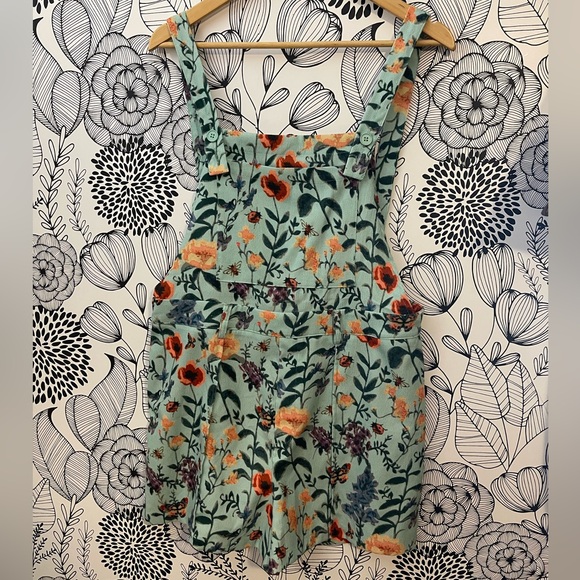 NWT/Cider Mint Floral Pinafore Romper - Picture 4 of 8